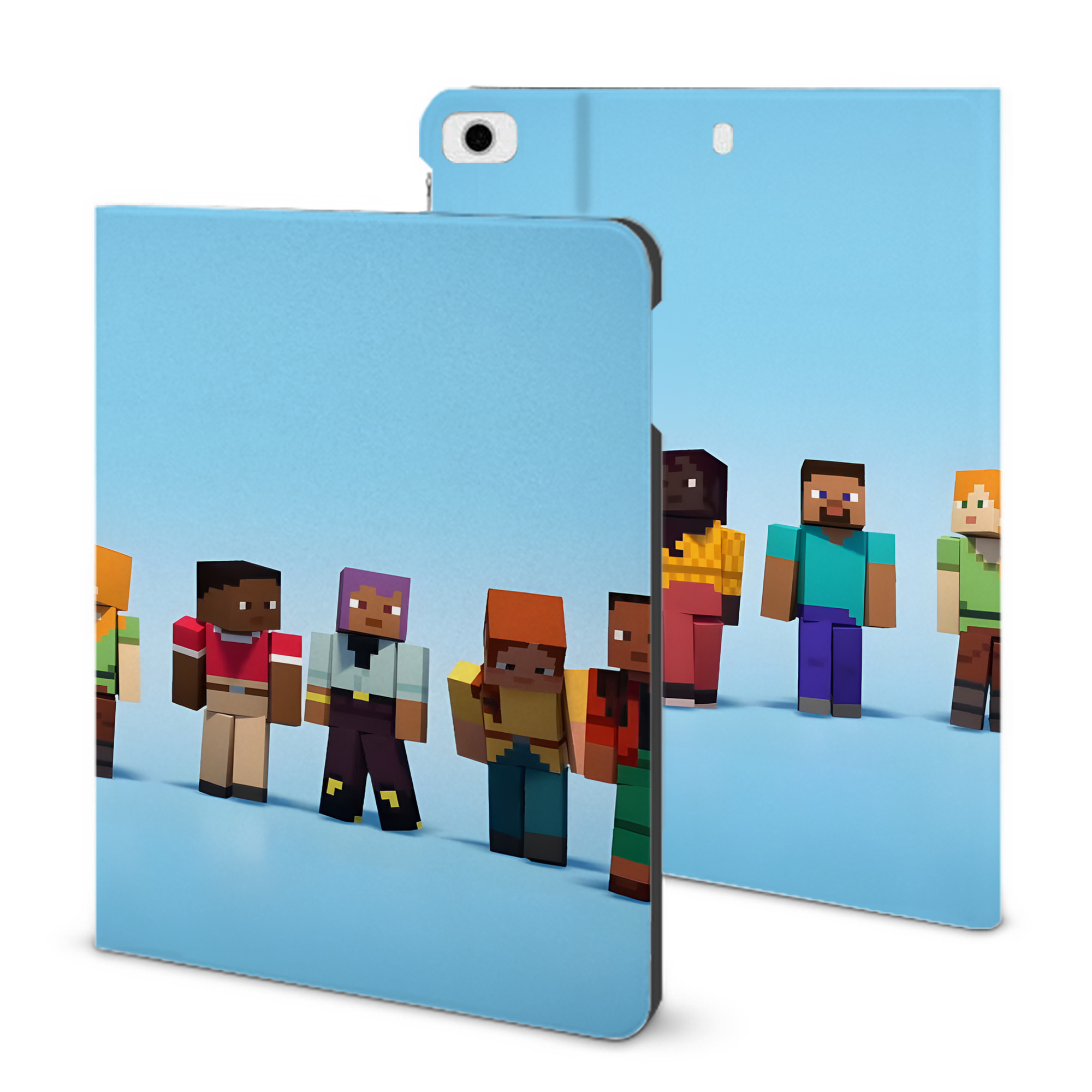 （画像用） マインクラフト ブロックの世界 Minecraft MC Block world IPad ケース ブック型 PUレザー TPU 耐衝撃 軽量 薄型 ペン収納なし 全面保護 IPad 各モデル対応